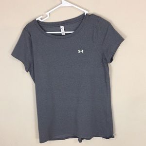 Under Armour Gray Sparkle  Athletic Heat Gear Fitted Tee T-shirt Size Medium